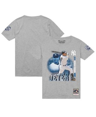 Мужская футболка Mitchell & Ness Derek Jeter Heather Gray New York Yankees 2000 Subway Series с надписью 