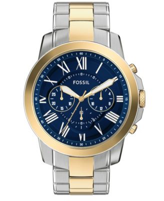Мужские двухцветные часы Fossil Grant с хронографом Grant из нержавеющей стали, 44 мм multi