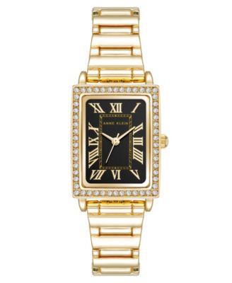 Женские кварцевые прямоугольные часы Anne Klein из металлического сплава черного и золотого цветов, 21 мм