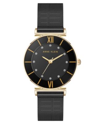 Женские кварцевые часы Anne Klein из черной сетки из нержавеющей стали, 32 мм