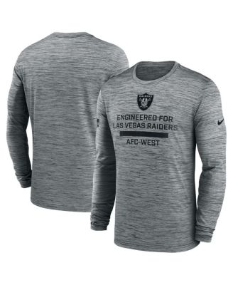Мужская серая футболка Nike Las Vegas Raiders Sideline Velocity Performance с длинным рукавом от Nike