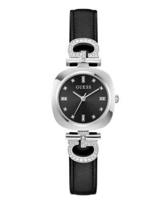 Женские аналоговые часы GUESS в черно-серебристом тоне, 28 мм