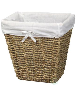 Маленькое мусорное ведро, сплетенное из водорослей, выстлано белой моющейся подкладкой