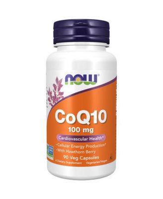 NOW Foods CoQ10 с ягодами боярышника Вегетарианский, 100 мг, 90 капсул без цвета