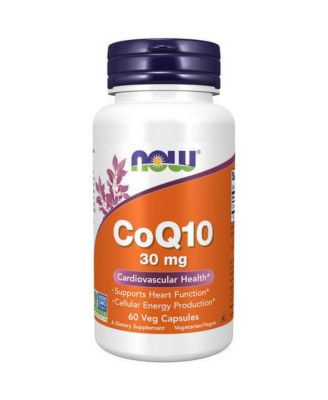 NOW Foods CoQ10, 30 мг, 60 растительных капсул без цвета