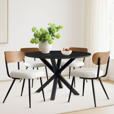 Maison Boucle, 5 шт. Столешница из МДФ, обитая тканью Букле, Подставка для современного круглого обеденного стола коричневого цвета