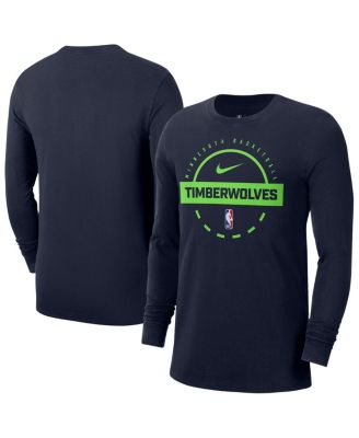 Мужская тренировочная футболка Nike Navy Minnesota Timberwolves Authentic с длинным рукавом синего цвета
