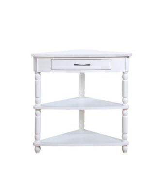 33.8" Деревянный угловой шкаф-тумбочка с 3-ярусными ножками из цельного дерева белого цвета