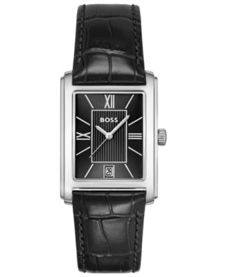 Мужские часы Hugo Boss Principle Dress с кварцевым календарем Basic, черные кожаные часы, 28 x 39 мм