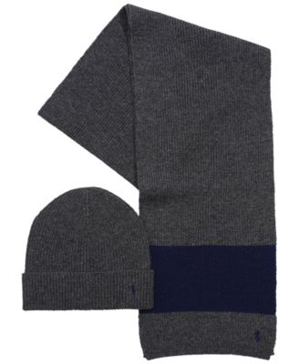 Подарочный набор Polo Ralph Lauren для мужчин с шапкой и шарфом в полоску для регби из 2 предметов