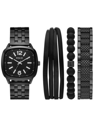 Мужские кварцевые часы Folio с тремя стрелками из черного сплава, 40 мм