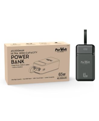 Сверхемкий аккумулятор PURSONIC PurVolt емкостью 40 000 мАч для питания ноутбуков, телефонов и других устройств черного цвета
