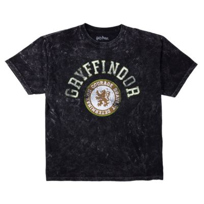 Мужская футболка Harry Potter's Gryffindor Varsity синего цвета с винтажной минеральной стиркой и круглым вырезом с коротким рукавом черного цвета