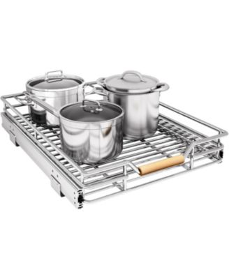 Выдвижной шкаф-органайзер Kitstorack, прочные гладкие выдвижные полки для кастрюль и сковородок, Выдвижные ящики с утолщенным хромированным покрытием, Выдвижные ящики для домашней кухонной кладовой (15 