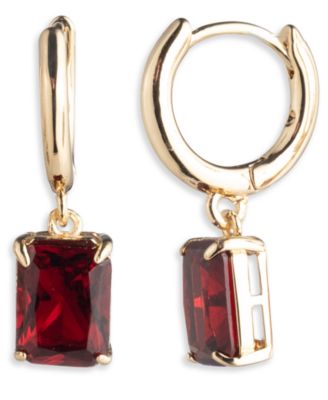 Серьги Lauren Ralph Lauren Glass Stone Drop Huggie красный