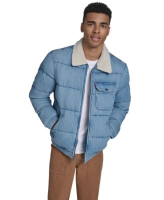 Мужская джинсовая стеганая куртка Levi's с воротником шерпа