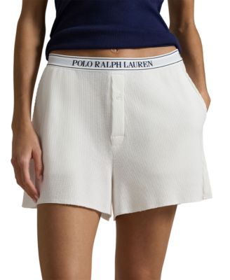 Женские вафельные трусы-боксеры Polo Ralph Lauren белого цвета