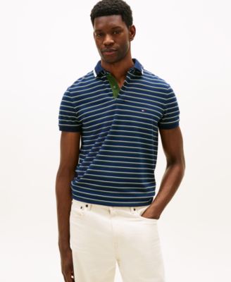 Мужская рубашка поло в полоску с графическим воротником пике обычного покроя от Tommy Hilfiger