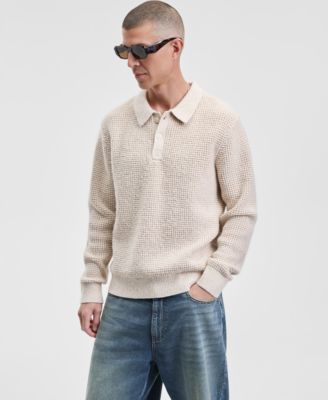 Мужской свитер поло из вафельной вязки Mode of One с длинным рукавом, эксклюзивный для Macy's