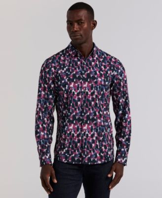 Мужская приталенная рубашка Perry Ellis с длинным рукавом