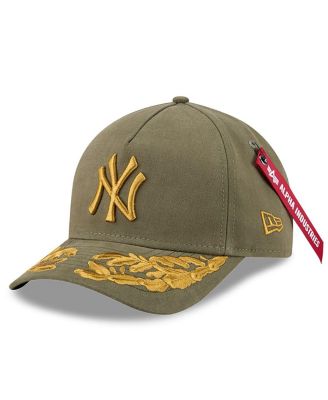 Мужская шляпа New Era x Alpha Industries оливкового цвета New York Yankees A-образной формы с регулируемой длиной 9 футов