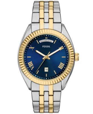 Мужские двухцветные часы Fossil Campbell Campbell с тремя стрелками и дневной датой из нержавеющей стали, 42 мм