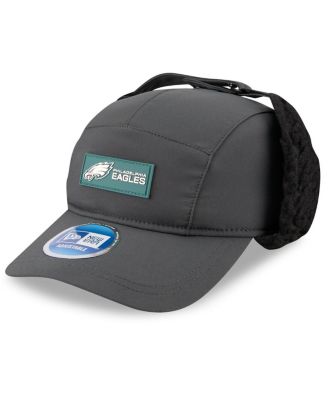 Мужская угольная шапка Philadelphia Eagles 2025 от New Era для бега в холодную погоду с регулируемыми ушами для собак