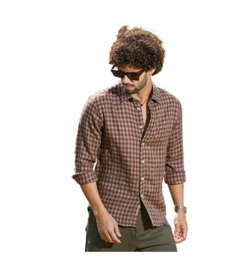 Мужская рубашка в клетку цвета мокко Campus Sutra коричневого цвета