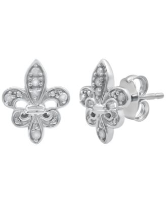Серьги Macy's Fleurdelis с бриллиантами 1/10 ct., серебряные