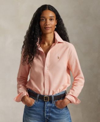 Женская оксфордская рубашка Polo Ralph Lauren классического кроя оранжевого цвета