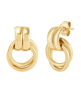 Серьги-гвоздики Macy's Polished Doorknocker из желтого золота 18 карат с покрытием из чистого серебра