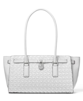 Узкая сумка-тоут Michael Kors Hamilton Moderne East West через плечо белого цвета