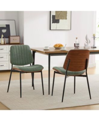 Набор обеденных стульев Streamdale Furniture из 2-х современных льняных стульев в стиле ретро середины века (оливково-зеленый)