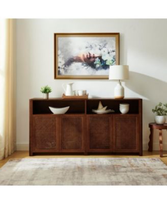 Streamdale Furniture 63" Современный сервант из ротанга середины века, буфетный шкаф для хранения вещей, Ретро-кофейня Credenza