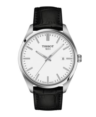 Мужские часы-браслет из черной кожи Tissot, 40 мм