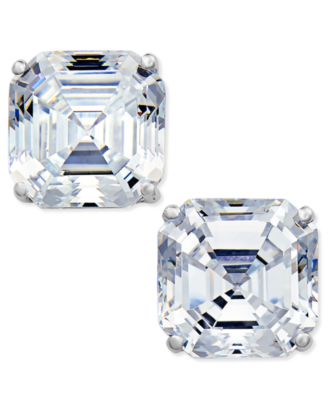 asscher cut diamond stud earrings
