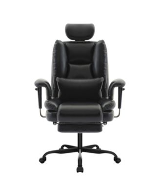 Эргономичный офисный стул Streamdale Furniture с подголовником для поясничной поддержки весом 200 кг - Черный