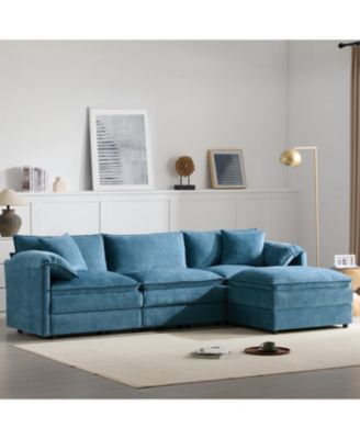 Модульный секционный диван из синели Streamdale Furniture с пуфиком