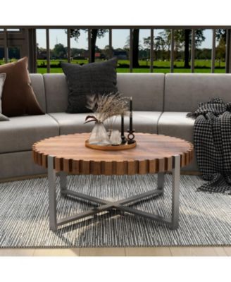 Круглый деревянный журнальный столик Streamdale Furniture Felief диаметром 31,4 дюйма