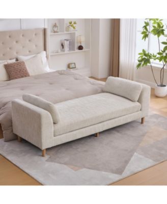 Прикроватная скамья Streamdale Furniture с подлокотниками и валиками - Бежевый