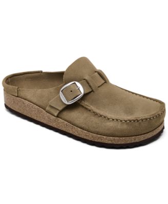 Женские замшевые сабо Birkenstock из кожи с пряжками от Finish Line коричнево-бежевого цвета