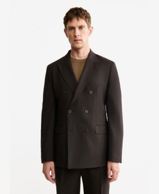 Мужской двубортный пиджак из итальянской шерсти Mango