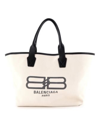 Подержанная сумка Balenciaga Big Cities Jumbo Tote из холщовой ткани с принтом коричнево-бежевого цвета
