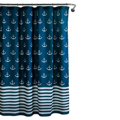 Полиэстеровая занавеска для душа из полиэстера с рисунком якоря Slickblue Navy White, 72 дюйма
