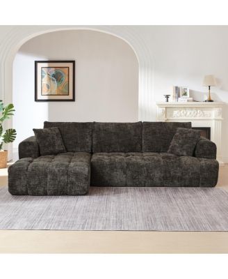 Роскошный секционный диван Streamdale Furniture из синели L-образной формы, минималистичный дизайн, Удобный диван-кровать