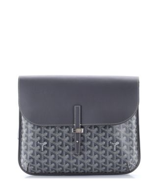 Бывшая в употреблении сумка-мессенджер Goyard Coursier серого цвета из холста и кожи с покрытием