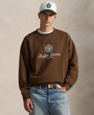 Мужская толстовка Polo Ralph Lauren свободного кроя с графическим принтом коричневого цвета