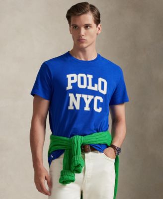 Мужская футболка Polo Ralph Lauren из джерси классического кроя с графическим рисунком синего цвета
