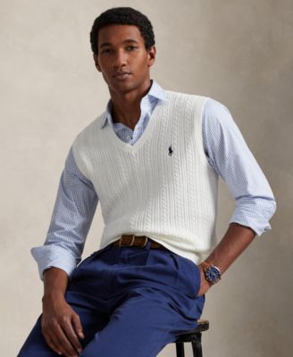 Мужской вязаный жилет Polo Ralph Lauren белого цвета