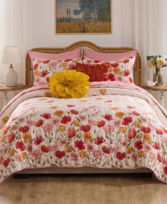 Комплект современных стеганых одеял Greenland Home Fashions Breeze с цветочным рисунком из 2 предметов, Twin/Twin XL